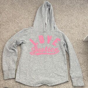Justice Gray Hoodie with Pink Love Print